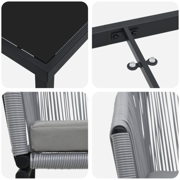 vidaXL 7-dielna súprava záhradného stolovania šedý polyratan – Obrázok 9