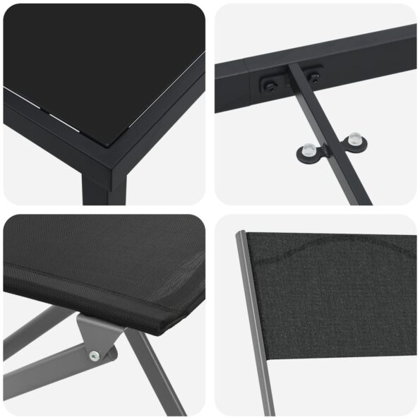 vidaXL 5-dielna Záhradná Jedálenská Sada Čierny Textilén a Oceľ – Obrázok 9