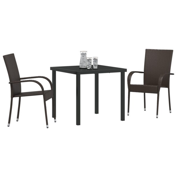 3379394_3.jpg vidaXL 3-dielny záhradný jedálenský set Hnedý Poly Ratan – Obrázok 3