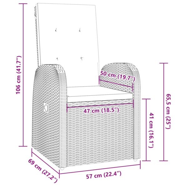 vidaXL 5-dielna záhradná jedálenská súprava s vankúšmi šedá polyratan – Obrázok 10