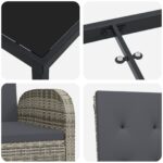 vidaXL 5-dielna záhradná jedálenská súprava s vankúšmi šedá polyratan – Obrázok 9