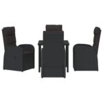 vidaXL 5-dielny záhradný jedálenský set s vankúšmi čierny poly ratan – Obrázok 7