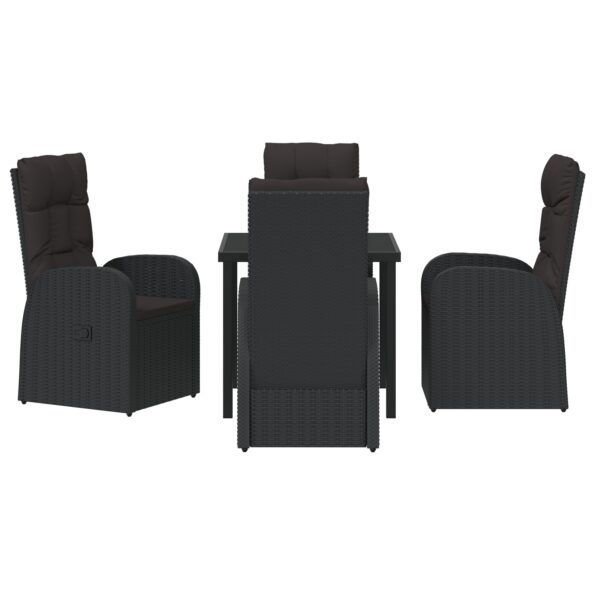 vidaXL 5-dielny záhradný jedálenský set s vankúšmi čierny poly ratan – Obrázok 7
