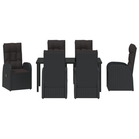 vidaXL 7-dielna záhradná jedálenská súprava s vankúšmi čierny poly ratan – Obrázok 7