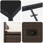 vidaXL 5-dielna záhradná jedálenská súprava s vankúšmi Hnedá polyratan – Obrázok 9