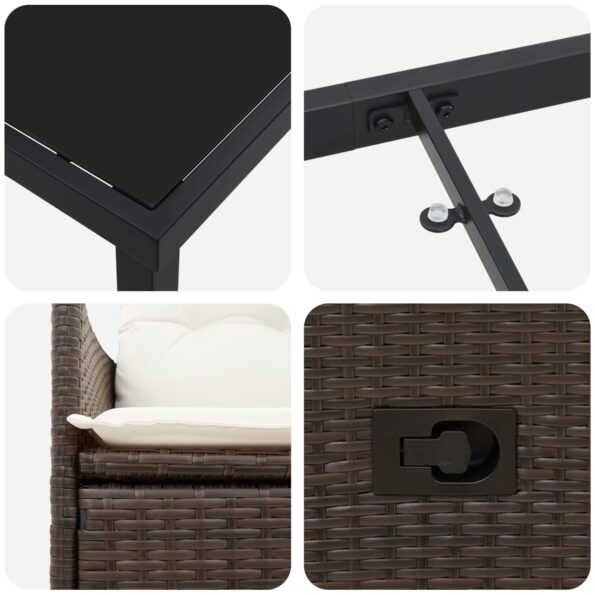 vidaXL 5-dielna záhradná jedálenská súprava s vankúšmi Hnedá polyratan – Obrázok 9
