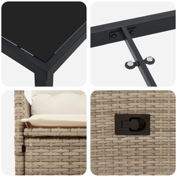 vidaXL 5-dielna záhradná jedálenská súprava s vankúšmi béžový poly ratan – Obrázok 9