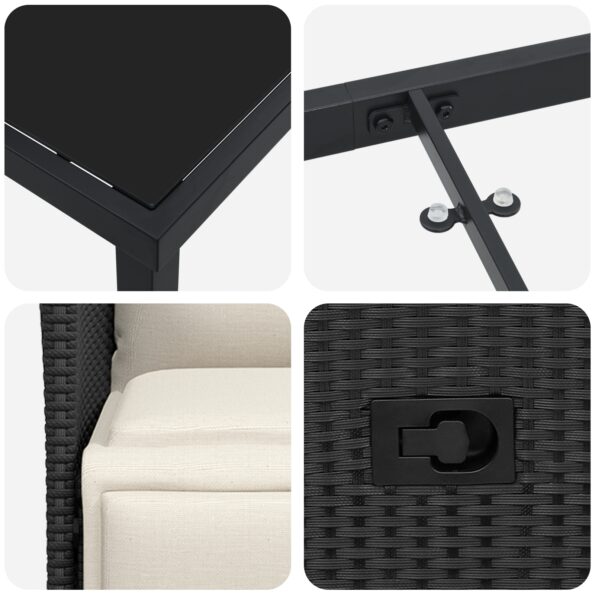vidaXL 7-dielna záhradná súprava s vankúšmi čierneho poly ratanu – Obrázok 9