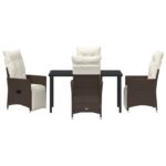 vidaXL 5-dielna sada záhradného nábytku s vankúšmi hnedý polyratan – Obrázok 7