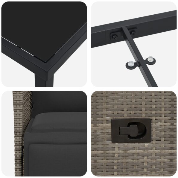 vidaXL 5-dielna sada záhradného jedálenského nábytku s vankúšmi sivá poly ratan – Obrázok 9