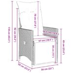vidaXL 3-dielny záhradný jedálenský set s vankúšmi šedý poly ratan, vidaXL záhradný stôl čierny 80x80x73 cm so sklenenou doskou – Obrázok 10