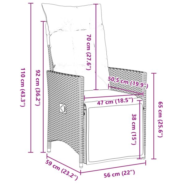 3379597_10.jpg vidaXL 3-dielny záhradný jedálenský set s vankúšmi šedý poly ratan, vidaXL záhradný stôl čierny 80x80x73 cm so sklenenou doskou – Obrázok 10