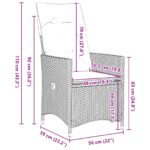 vidaXL 5-dielna záhradná jedálenská súprava s vankúšmi, šedý poly ratan, vidaXL čierny záhradný stôl 140x80x73 cm s tvrdeným sklom – Obrázok 10