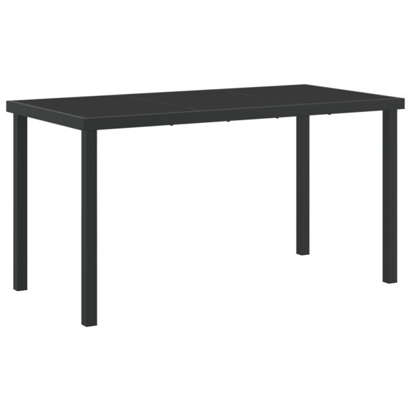 3379599_5.jpg vidaXL 5-dielna záhradná jedálenská súprava s vankúšmi, šedý poly ratan, vidaXL čierny záhradný stôl 140x80x73 cm s tvrdeným sklom – Obrázok 5