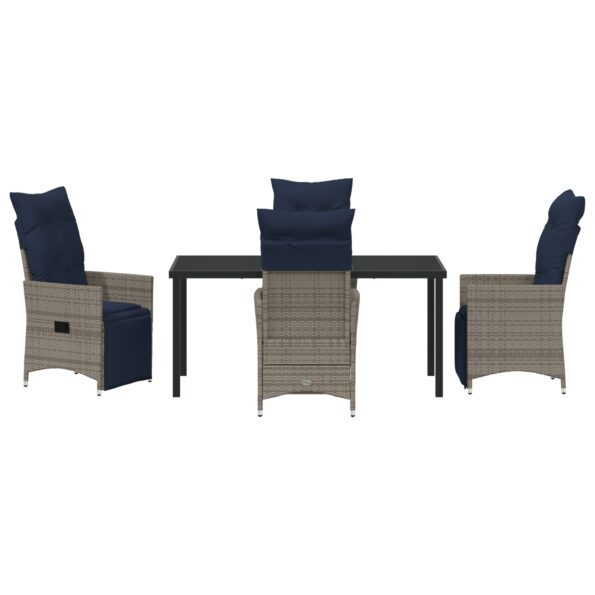 Záhradný jedálenský set vidaXL v 5 kusoch s vankúšmi Grey Poly Rattan, Záhradný stôl vidaXL Čierny 160x80x73 cm Tvrdené sklo – Obrázok 7