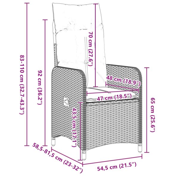 vidaXL 5-dielny set záhradného jedálenského nábytku s vankúšmi šedý poly ratan – Obrázok 10
