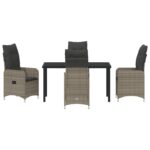 vidaXL 5-dielny set záhradného jedálenského nábytku s vankúšmi šedý poly ratan – Obrázok 7