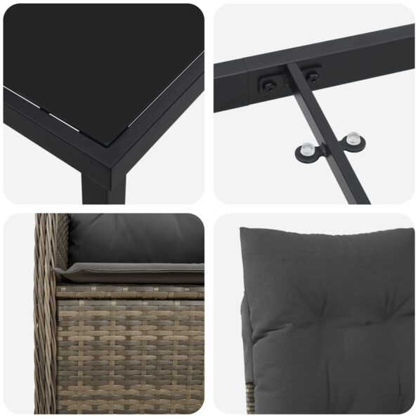 vidaXL 5-dielny set záhradného jedálenského nábytku s vankúšmi šedý poly ratan – Obrázok 9