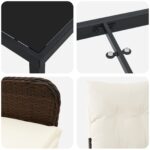 vidaXL 3-dielna záhradná jedálenská súprava s vankúšmi hnedá poly ratan – Obrázok 9