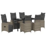vidaXL 7-dielna záhradná jedálenská súprava s vankúšmi béžová polyratan – Obrázok 3