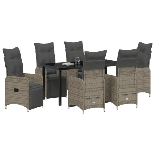 vidaXL 7-dielna záhradná jedálenská súprava s vankúšmi béžová polyratan – Obrázok 3