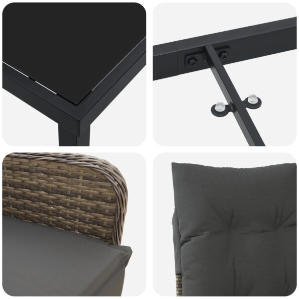 vidaXL 7-dielna záhradná jedálenská súprava s vankúšmi béžová polyratan – Obrázok 9