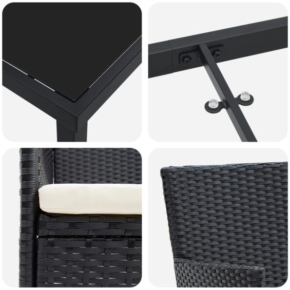 vidaXL 7-dielna záhradná jedálenská súprava čierny poly ratan – Obrázok 9