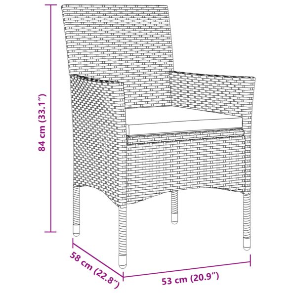 vidaXL 5-dielny záhradný jedálenský set sivý polyratan – Obrázok 10