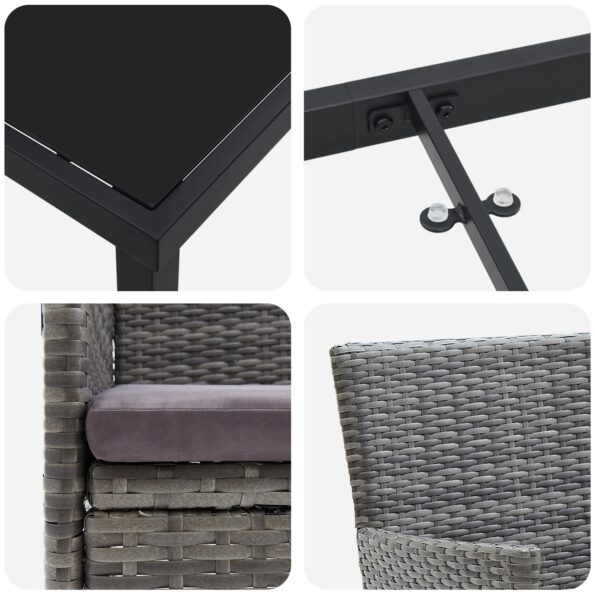 vidaXL 5-dielny záhradný jedálenský set sivý polyratan – Obrázok 9