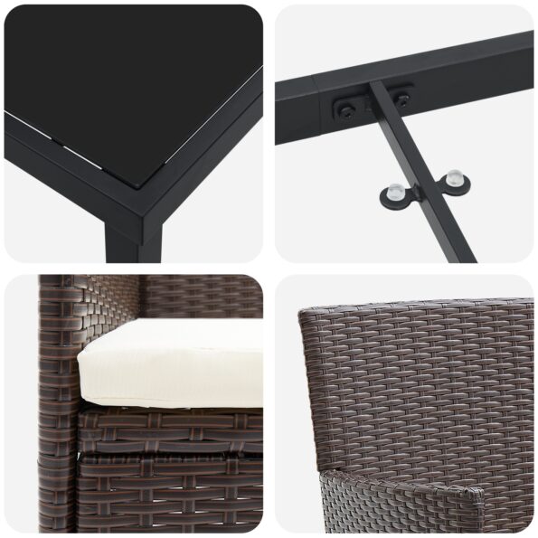 vidaXL 5-dielna záhradná jedálenská sada Hnedá Poly Ratan – Obrázok 9