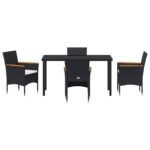 vidaXL 5-dielna súprava záhradného jedálenského nábytku čierny poly ratan – Obrázok 7