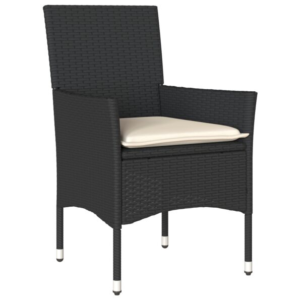 3379766_6.jpg vidaXL 5-dielny záhradný jedálenský set s vankúšmi, čierny poly ratan, vidaXL záhradný stôl čierny, 80x80x73 cm, tvrdené sklo – Obrázok 6