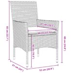 vidaXL 3-dielna záhradná jedálenská súprava s vankúšmi Čierny poly ratan, vidaXL záhradný stôl Čierny 80x80x73 cm Tempered Glass – Obrázok 10