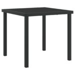 vidaXL 3-dielna záhradná jedálenská súprava s vankúšmi Čierny poly ratan, vidaXL záhradný stôl Čierny 80x80x73 cm Tempered Glass – Obrázok 5