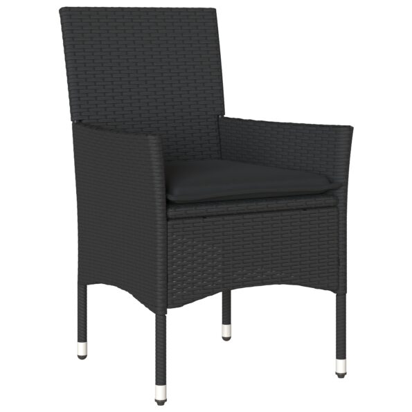 3379772_6.jpg vidaXL 3-dielna záhradná jedálenská súprava s vankúšmi Čierny poly ratan, vidaXL záhradný stôl Čierny 80x80x73 cm Tempered Glass – Obrázok 6