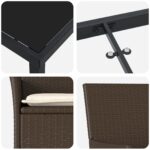 vidaXL 5-dielny záhradný jedálenský set s vankúšmi Hnedý poly ratan, vidaXL záhradný stôl Čierny 160x80x73 cm tvrdené sklo – Obrázok 9