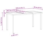 vidaXL 5-dielny záhradný jedálenský set s vankúšmi Sivý polyratan, vidaXL Záhradný stôl Čierny 140x80x73 cm s temperovaným sklom – Obrázok 11