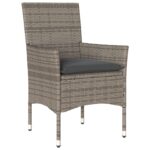 vidaXL 5-dielny záhradný jedálenský set s vankúšmi Sivý polyratan, vidaXL Záhradný stôl Čierny 140x80x73 cm s temperovaným sklom – Obrázok 6