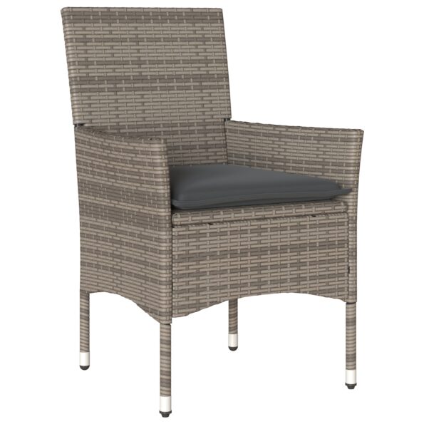 3379789_6.jpg vidaXL 5-dielny záhradný jedálenský set s vankúšmi sivý poly ratan, vidaXL Záhradný stôl čierny 160x80x73 cm tvrdené sklo – Obrázok 6