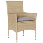 vidaXL Záhradný jedálenský set 5 kusov s vankúšmi Béžový poly ratan, vidaXL Záhradný stôl Čierny 80x80x73 cm Chránené sklo – Obrázok 6