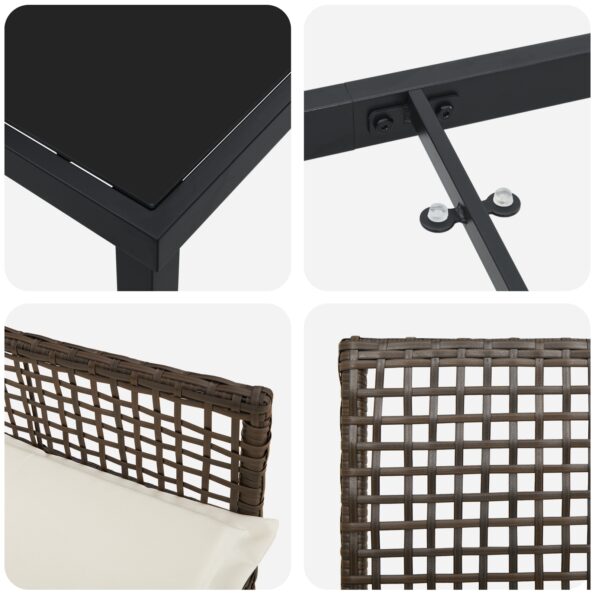 vidaXL 5-dielny záhradný jedálenský set s vankúšmi hnedý poly ratan – Obrázok 9