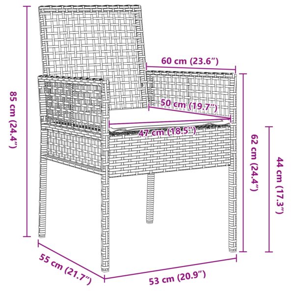 3379880_10.jpg vidaXL 5-dielny záhradný jedálenský set s vankúšmi sivý polyratan – Obrázok 10
