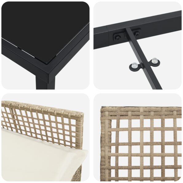 vidaXL 5-dielny záhradný jedálenský set s vankúšmi Béžový Poly Ratan – Obrázok 9