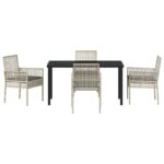 vidaXL 5-dielny záhradný jedálenský set s vankúšmi svetlosivý poly ratan – Obrázok 7