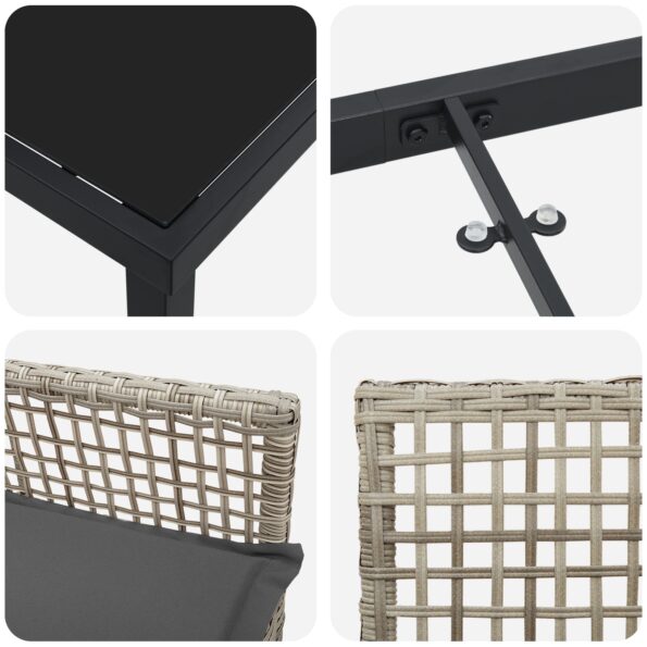 vidaXL 5-dielny záhradný jedálenský set s vankúšmi svetlosivý poly ratan – Obrázok 9