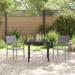 vidaXL 3-dielna záhradná jedálenská sada sivý poly ratan – Obrázok 4