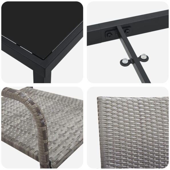 vidaXL 3-dielna záhradná jedálenská sada sivý poly ratan – Obrázok 9