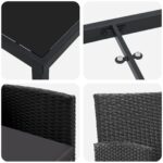 vidaXL 5-dielny záhradný jedálenský set s poduškami Čierny poly ratan – Obrázok 9