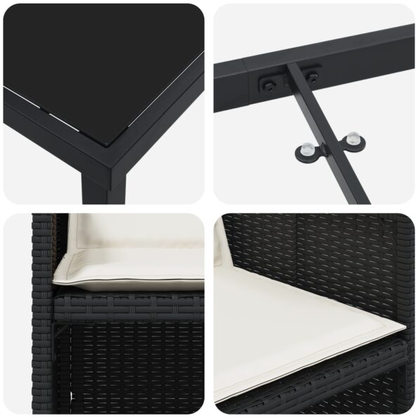 vidaXL 5-dielna záhradná jedálenská súprava s vankúšmi čierny poly ratan – Obrázok 9