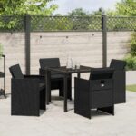 vidaXL 5-dielna súprava na záhradné stolovanie s vankúšmi Čierny poly ratan – Obrázok 4